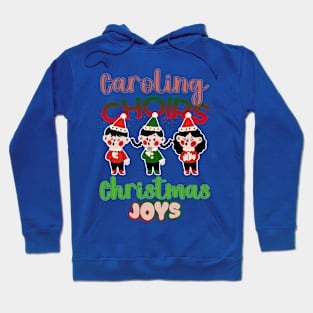 Caroling Choirs, Christmas Joys: Festive Ensembles, Melodic Hues, red, green and white Hoodie